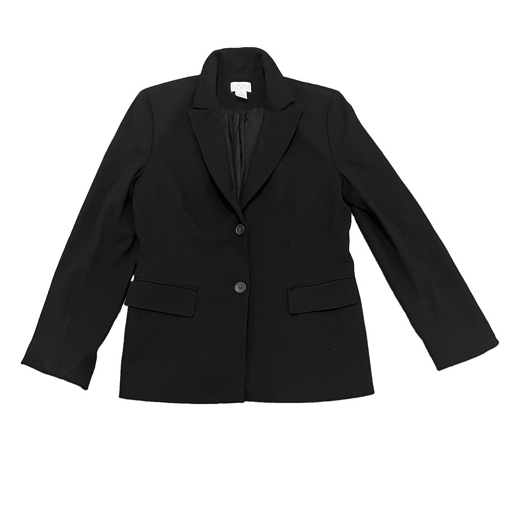 Ann Taylor loft ‎ Blazer 10 Wool Blend Herringbone Career Dark Academia FLAWED